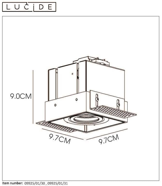 Spot encastrable Spot encastrable et orientable sans cadre TRIMLESS-1 noir Lucide Lumisign