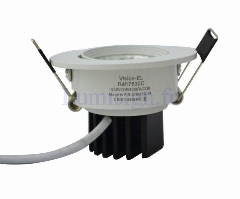 Spot encastrable Spot encastrable orientable LED COB 3W éclairage chaud Miidex Lumisign