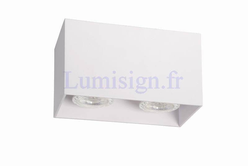 Spot en saillie Spot plafond saillie BODI rectangle blanc Lucide Lumisign