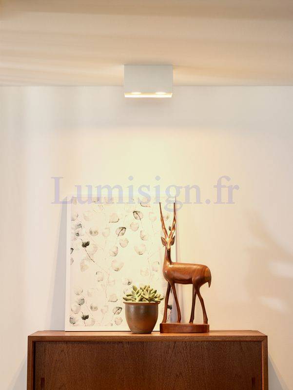 Spot en saillie Spot plafond saillie BODI rectangle blanc Lucide Lumisign