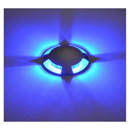 Spot sol Spot sol extérieur LED 12 volts bleu rond 4 diffuseurs en saillie Miidex Lumisign