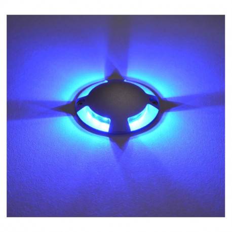 Spot sol Spot sol extérieur LED 12 volts bleu rond 4 diffuseurs en saillie Miidex Lumisign