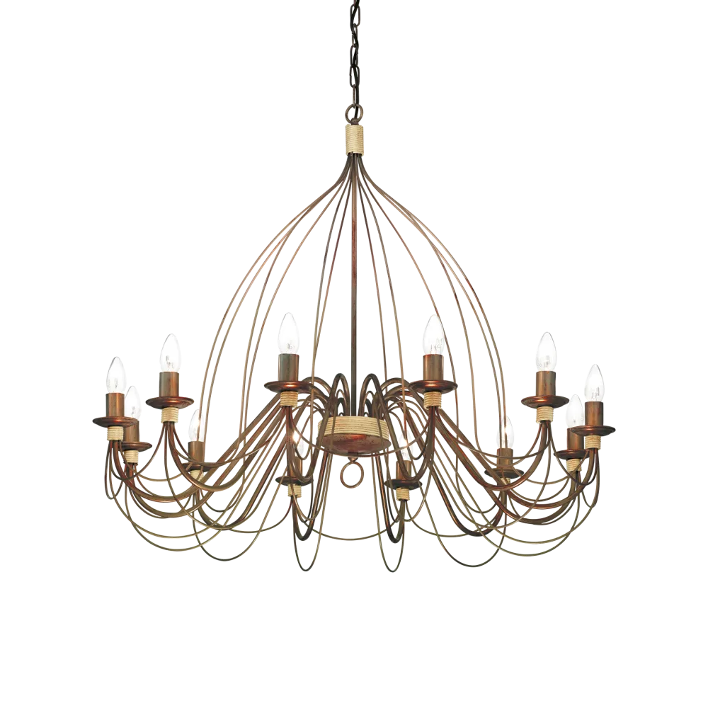 Suspension CORTE-SP12 rouille effet antique - Suspension artisanale en métal avec finition peinte à la main. Hauteur ajustable pour un éclairage parfait.