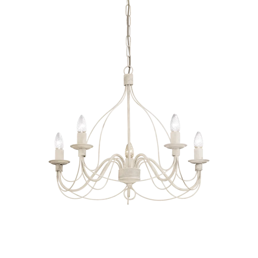Suspension CORTE-SP5 blanche effet antique - suspension artisanale en métal peint à la main pour un style unique. Hauteur ajustable pour plus de flexibilité.