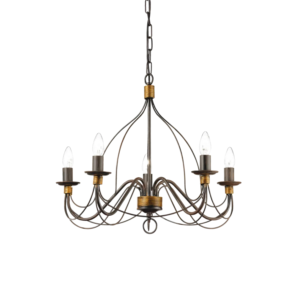 Suspension CORTE-SP5 rouille effet antique - Monture métal artisanal avec finition peinte à la main. Hauteur ajustable pour un éclairage sur mesure.