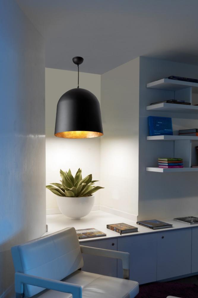 Suspension CRATER noire en forme de cloche Faro Lumisign