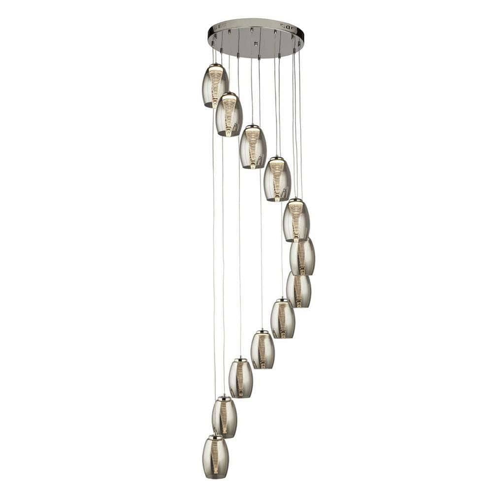 Suspension Suspension CYCLONE 12 lampes verre fumé Marque Searchlight Lumisign