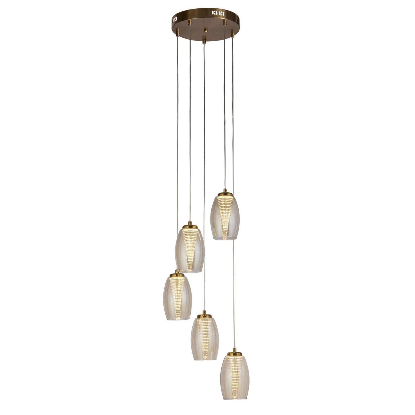 Suspension Suspension CYCLONE 5 lampes verre champagne Marque Searchlight Lumisign