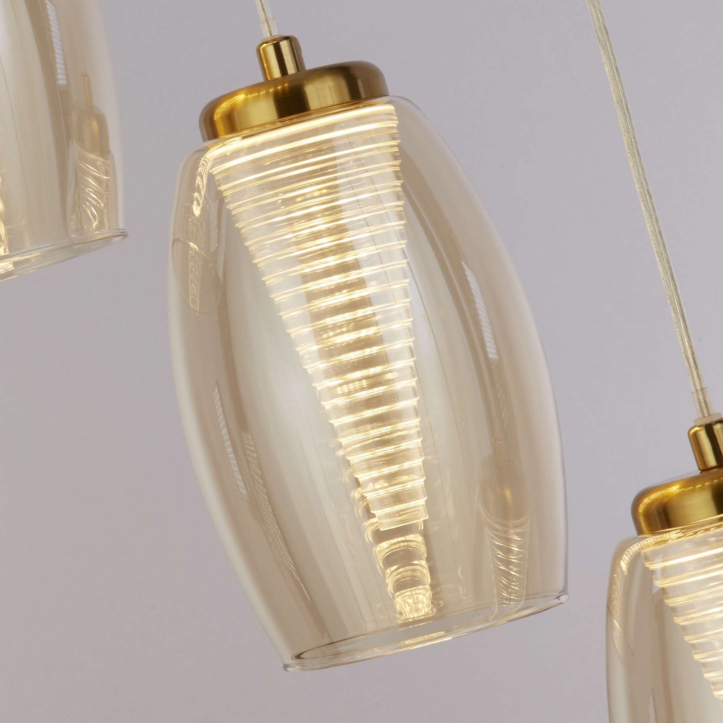 Suspension Suspension CYCLONE 5 lampes verre champagne Marque Searchlight Lumisign