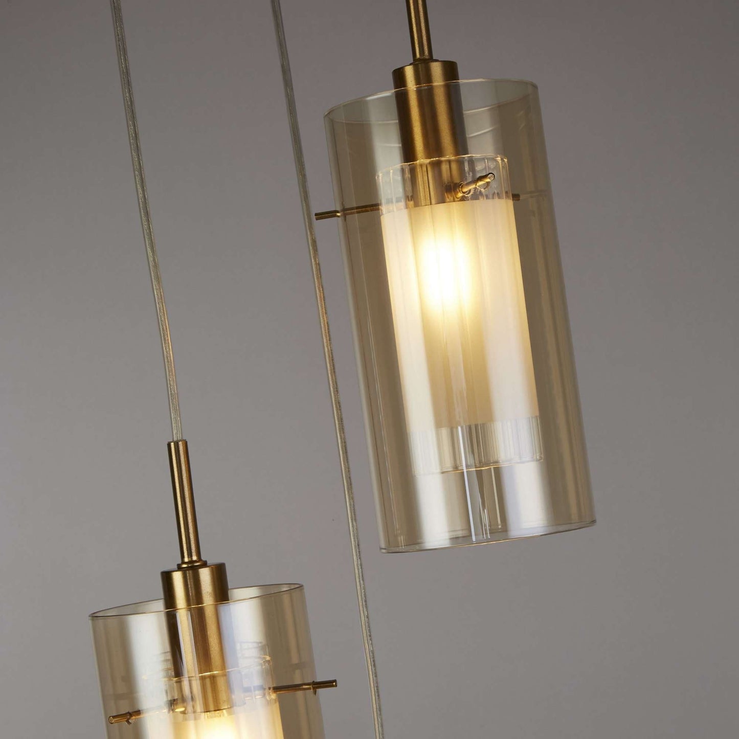 Suspension Suspension DUO-III 3 lampes double verre champagne Marque Searchlight Lumisign