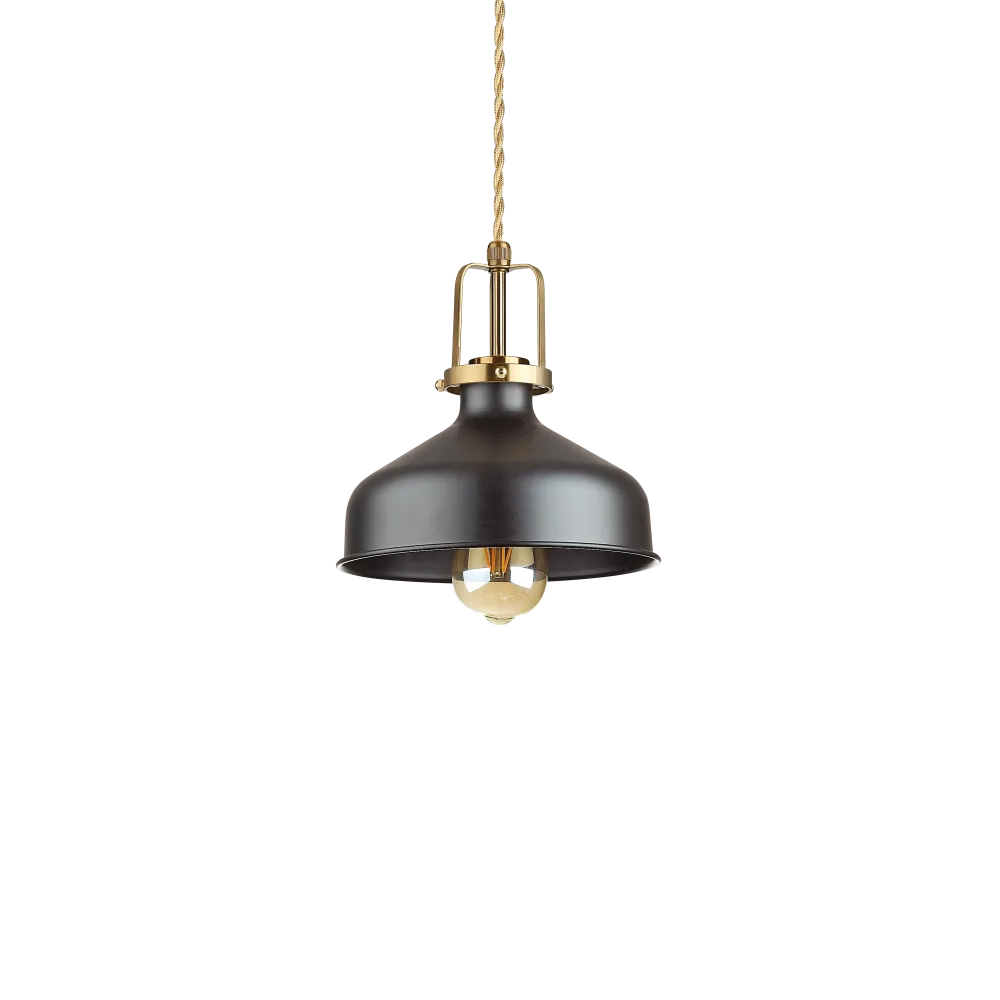 Suspension ERIS-1 blanche ou noire : Monture en métal avec diffuseur vernis & câble électrique torsadé élégant. Garantie 5 ans.