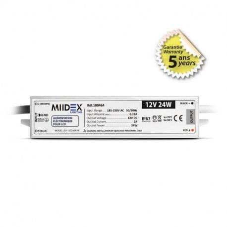 Transformateur électronique IP67 24W pour LED Miidex Lumisign