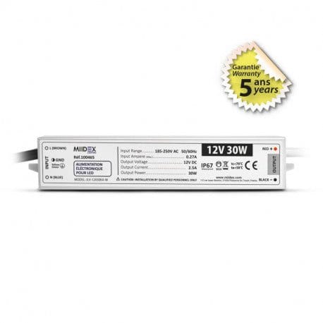 Transformateur électronique IP67 30W pour LED Miidex Lumisign