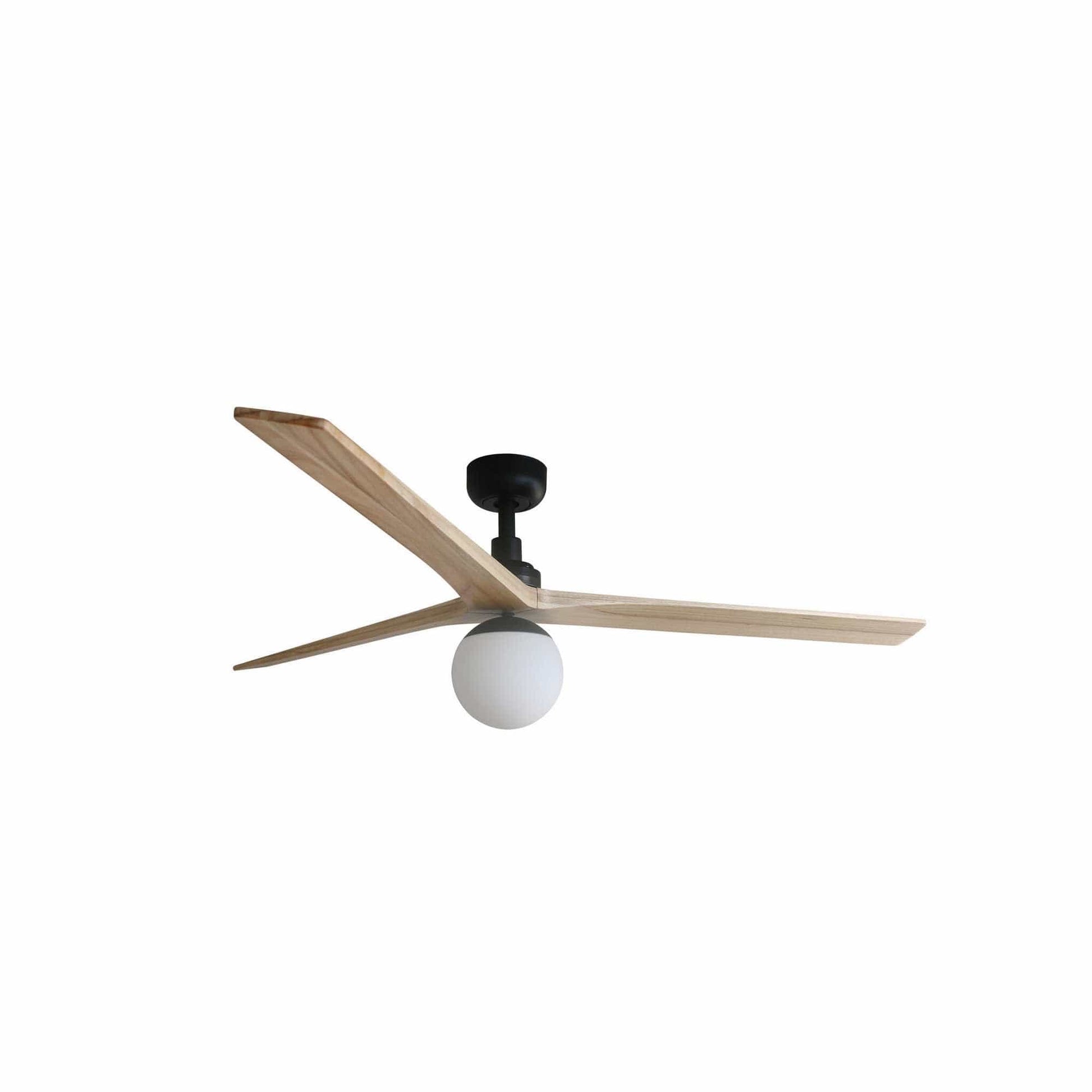 ventilateur de plafond Ventilateur de plafond avec lampe KLIM-L Ø 1500 mm noir pales chêne clair Faro Lumisign