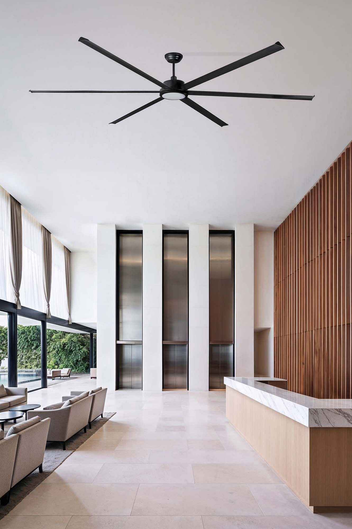 Ventilateur de plafond avec luminaire ROTTERDAM XXL noir Ø 300 cm