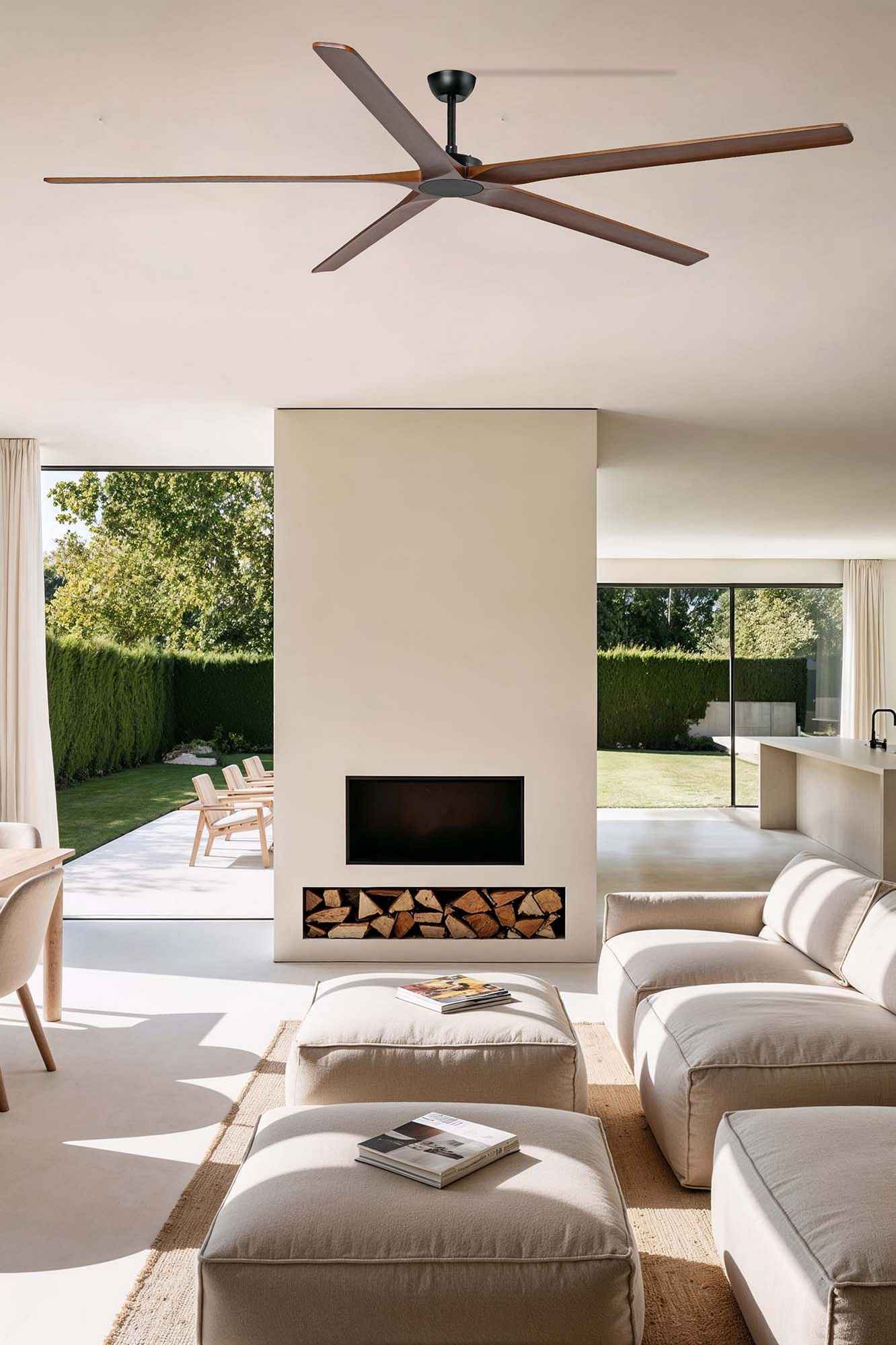 Ventilateur de plafond BIGWOOD XXL noir pales noyer