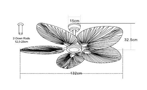 ventilateur de plafond Ventilateur de plafond Colonial feuilles de palmier naturelles Zambelis Lumisign