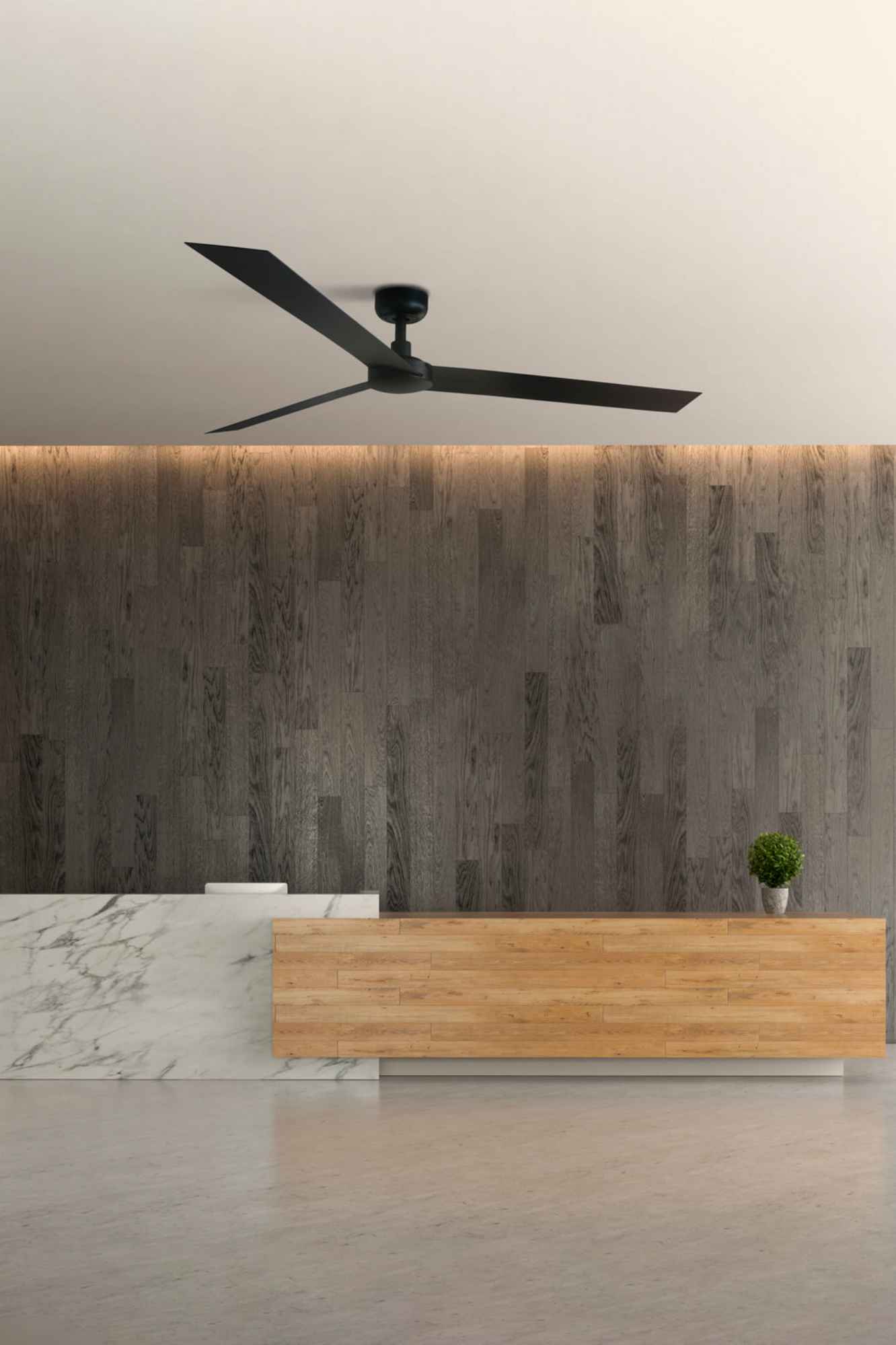 ventilateur de plafond CRUISER XL noir. Avec sa structure en acier et ses pales en aluminium noir