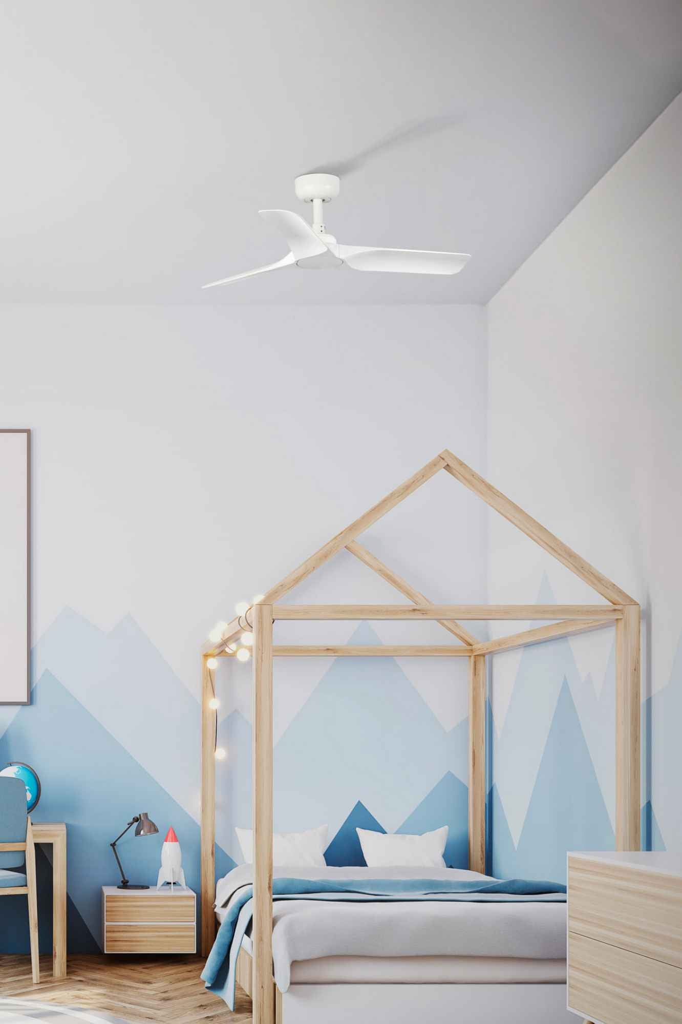 Ventilateur de plafond HEY blanc avec pales en ABS