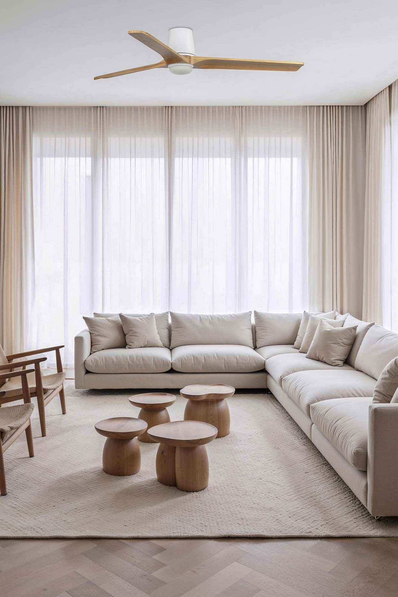 Ventilateur de plafond avec luminaire HEYWOOD TUB Ø 1320 blanc - Lumisign