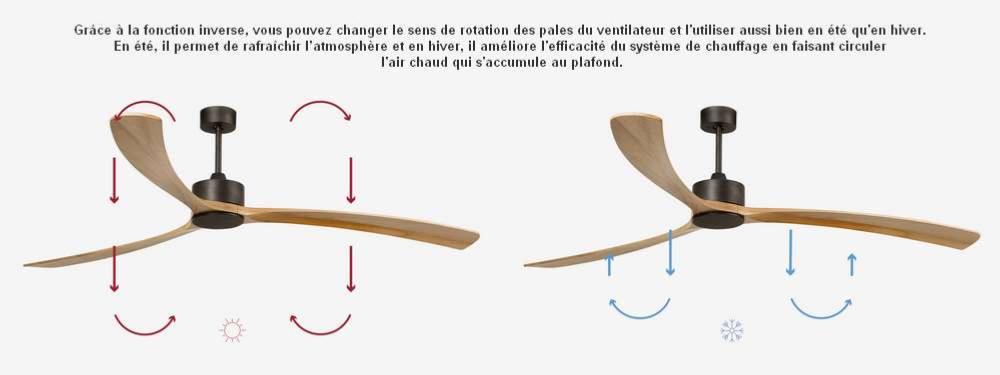 ventilateur de plafond Ventilateur de plafond KAUAI pales bois massif Faro Lumisign