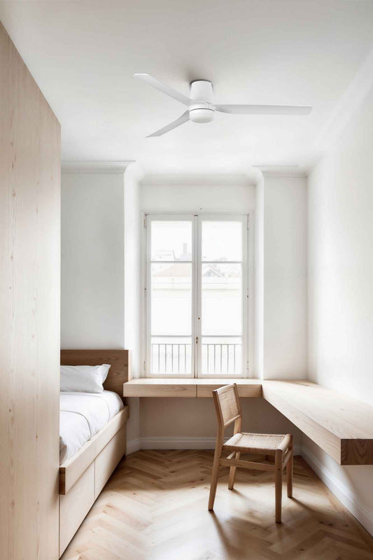 Ventilateur de plafond mini PUNT TUB blanc avec luminaire