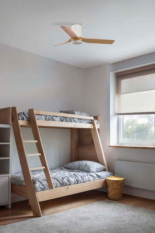 Ventilateur de plafond mini PUNT TUB blanc bois clair