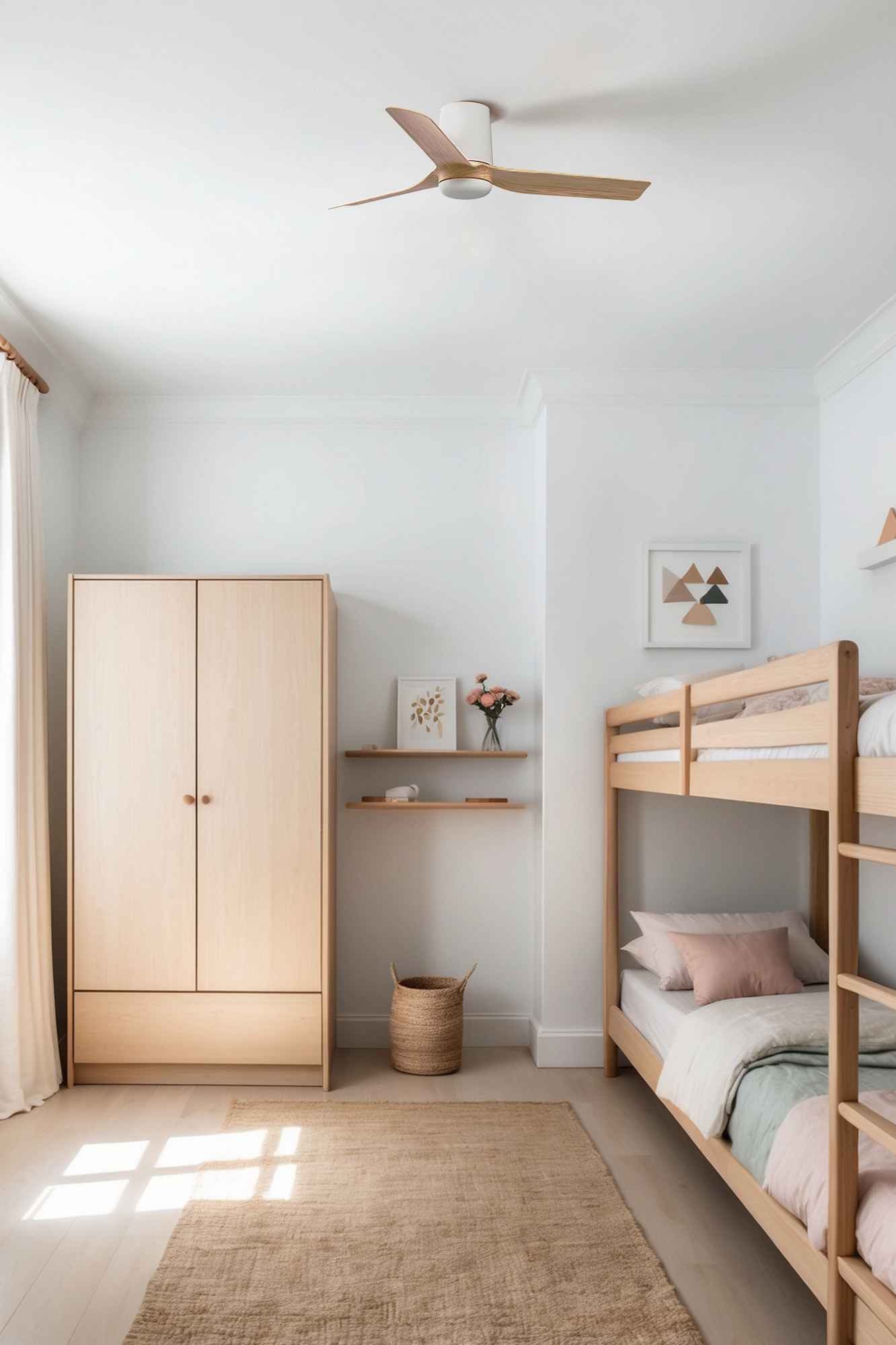 Ventilateur de plafond mini PUNT TUB blanc bois clair