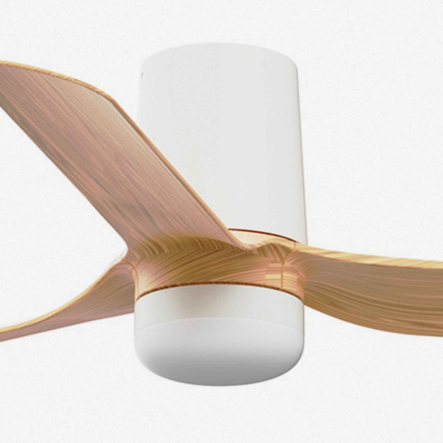 Ventilateur de plafond mini PUNT TUB blanc bois clair avec luminaire