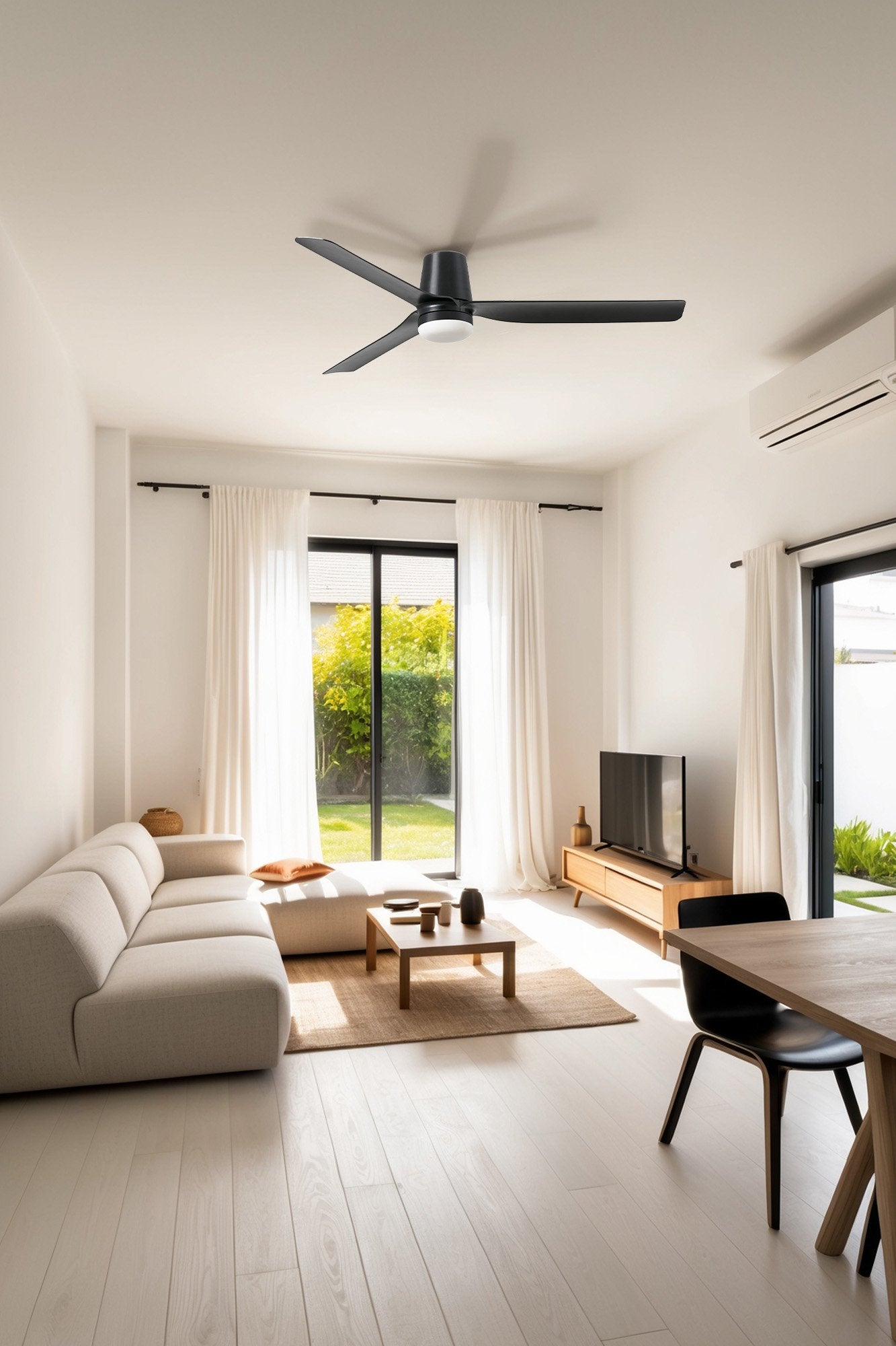 Ventilateur de plafond PUNT TUB Ø 1300 mm noir avec luminaire