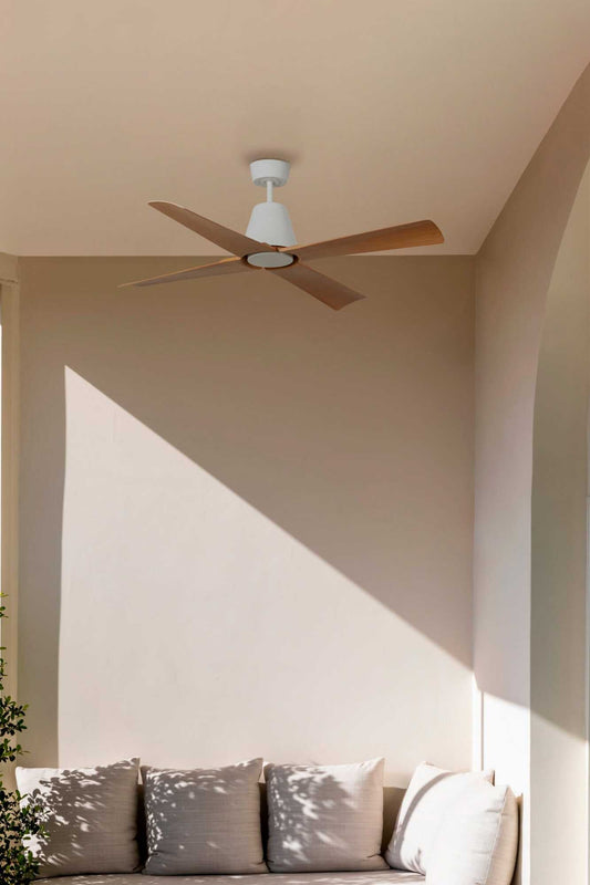 ventilateur de plafond Ventilateur de plafond extérieur TYPHOON-M blanc/bois Faro Lumisign