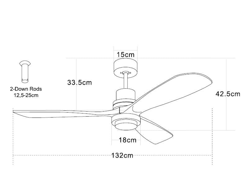 ventilateur de plafond Ventilateur de plafond Zambelis 19141 noir pales bois naturel Zambelis Lumisign