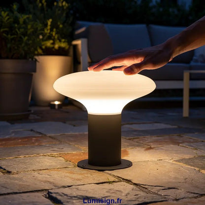 Détail Borne de jardin BLUB'S-P gris - Luminaire extérieur moderne E27