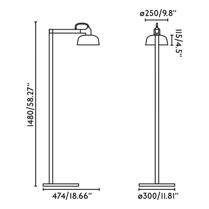 Lampadaire TATAWIN noir verre noir