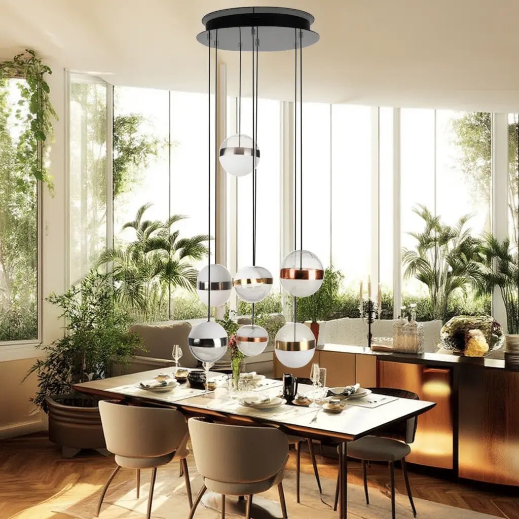 Lustre GALAXY 6 lampes : éclat cosmique pour votre intérieur en situation