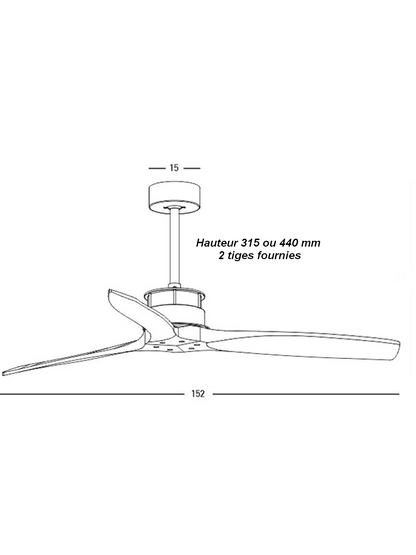 Ventilateur de plafond ZAMBELIS 23002 Ø 1520 mm doré pales noyer sans éclairage