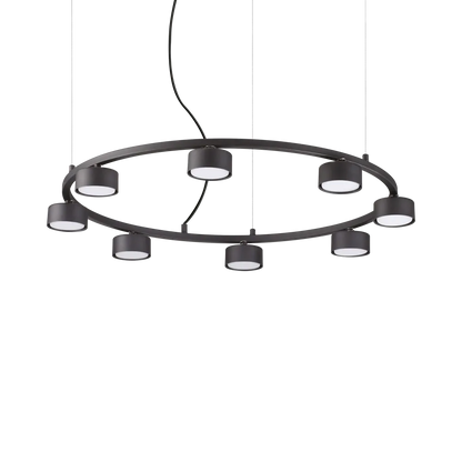 Suspension MINOR ROUND noire 8 lampes - Luminaire suspendu design avec hauteur ajustable pour un éclairage optimal. Lampe de plafond élégante.