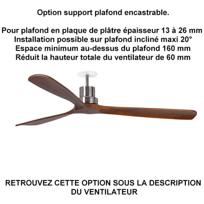ventilateur de plafond LANTAU noyer massif pour plafond ba13