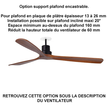 ventilateur de plafond LANTAU noir pour plafond ba13