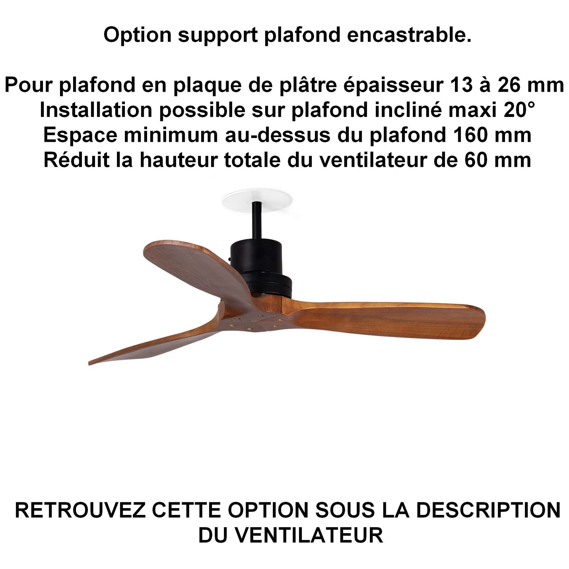 ventilateur de plafond MINI LANTAU noir pour plafond ba13