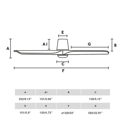 Ventilateur de plafond avec luminaire HEYWOOD TUB Ø 1320 blanc - Lumisign