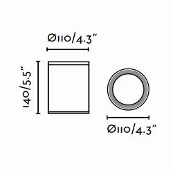 Dimensions en mm : Spot plafond extérieur TASA anthracite