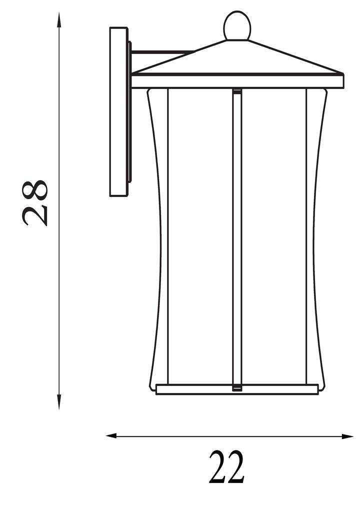Schéma des dimensions de l'applique extérieure PAGODA noire