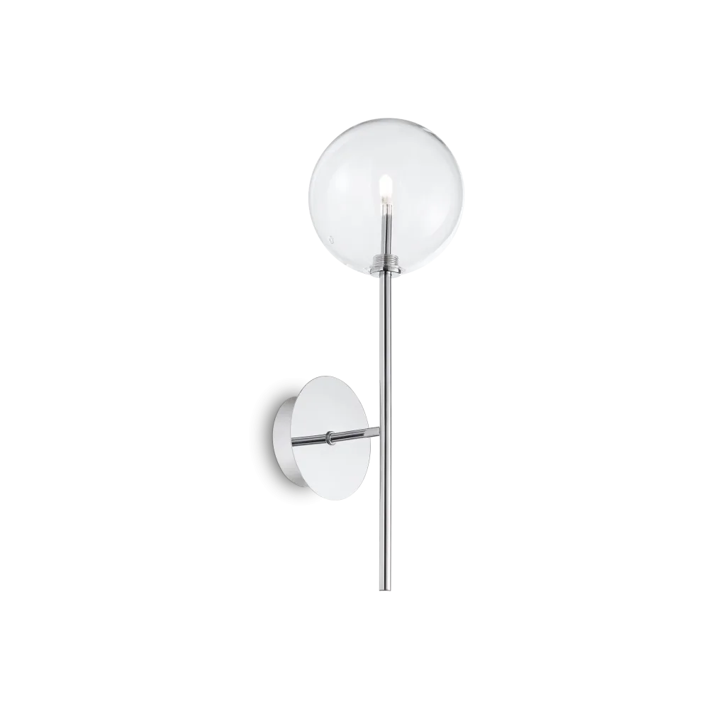 Applique murale EQUINOXE chrome verre transparent - Éclairez votre intérieur avec style grâce à sa structure en métal chrome. Diffuseur en verre borosilicaté.