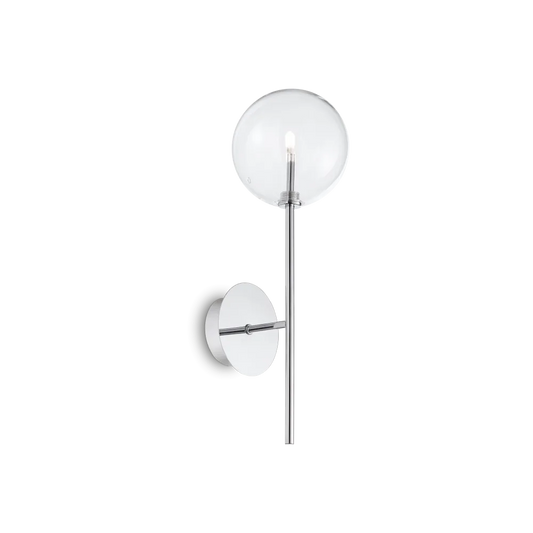 Applique murale EQUINOXE chrome verre transparent - Éclairez votre intérieur avec style grâce à sa structure en métal chrome. Diffuseur en verre borosilicaté.
