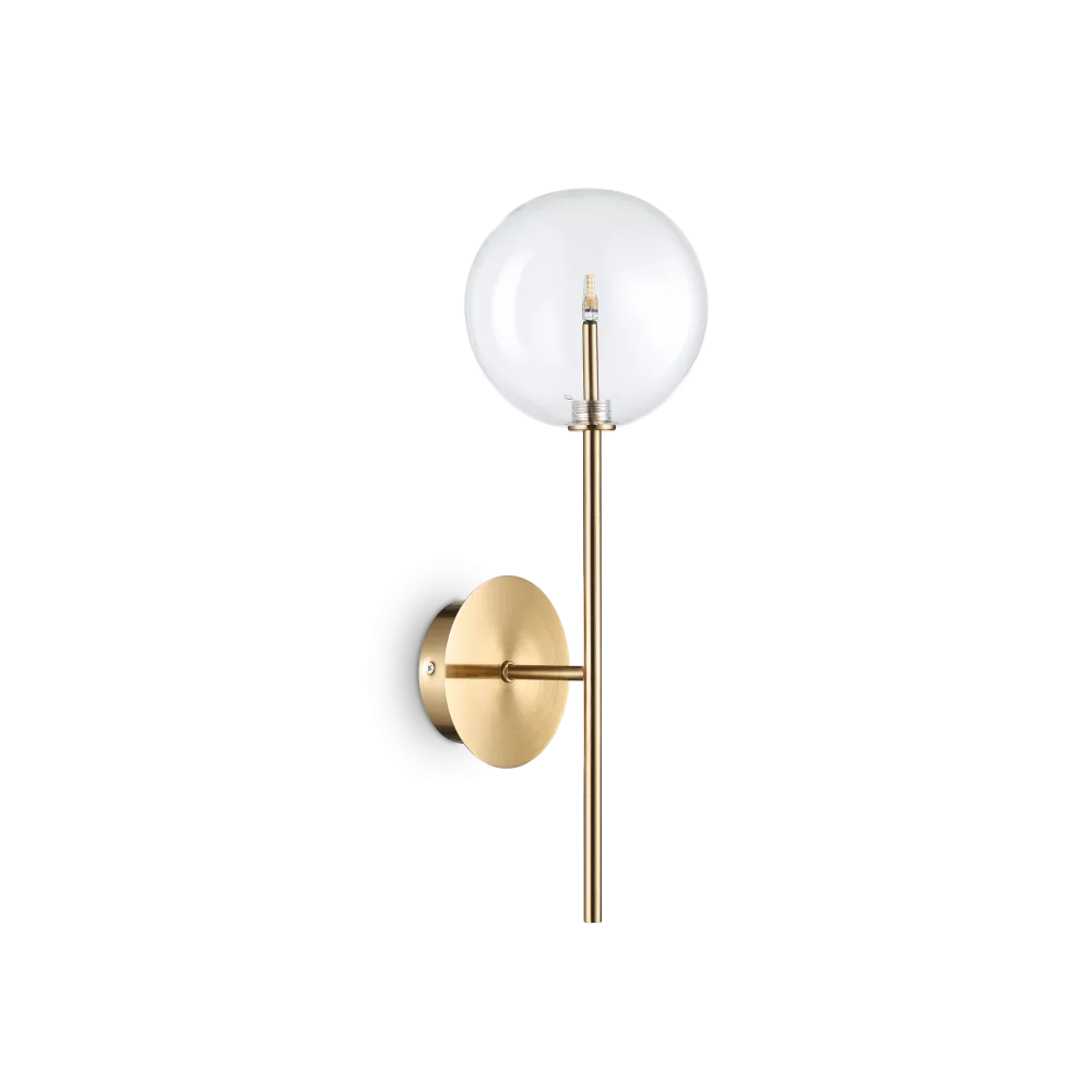 Applique murale EQUINOXE laiton verre transparent - Éclairez votre intérieur avec un design chic en laiton et verre borosilicaté. Ampoule LED incluse.