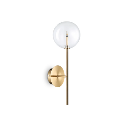 Applique murale EQUINOXE laiton verre transparent - Éclairez votre intérieur avec un design chic en laiton et verre borosilicaté. Ampoule LED incluse.