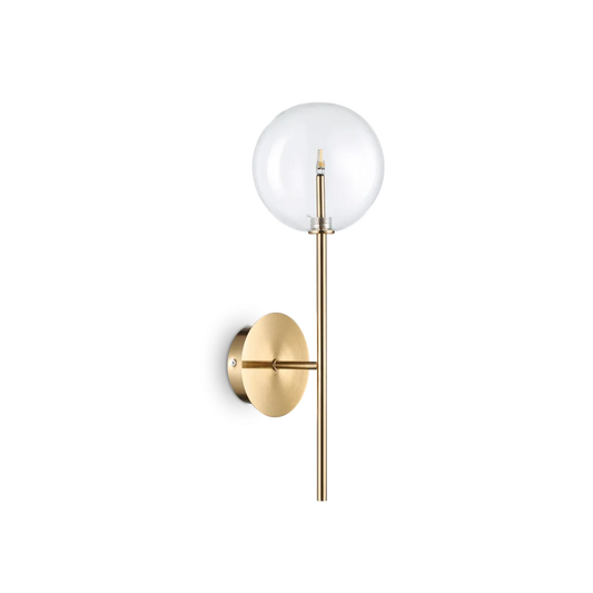 Applique murale EQUINOXE laiton verre transparent - Éclairez votre intérieur avec un design chic en laiton et verre borosilicaté. Ampoule LED incluse.