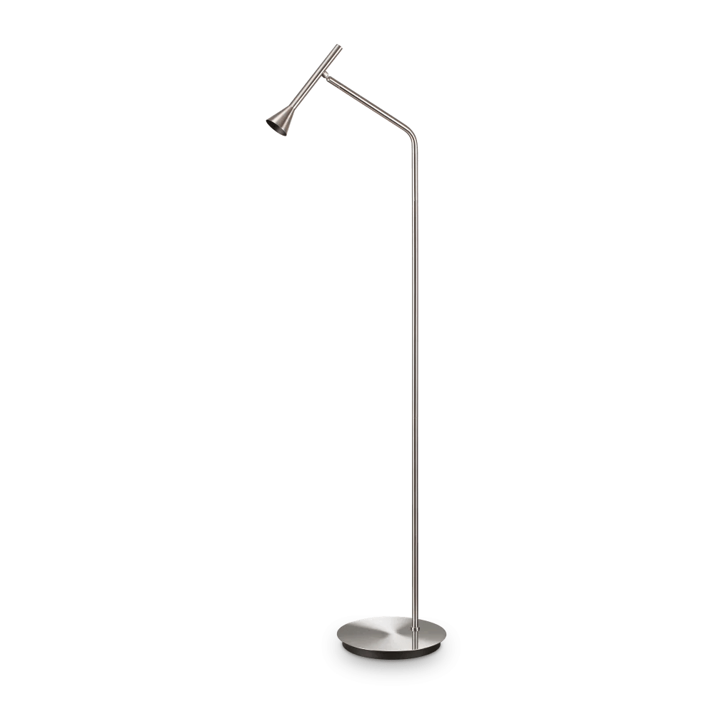 Lampadaire LED DIESIS nickel mat - Éclairez efficacement avec une source LED 4.5W 390 lumens. Diffuseur réglable pour un éclairage sur mesure.