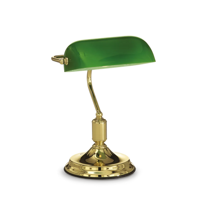 Lampe de banquier premium Lampe de bureau LAWYER laiton faite avec une structure métal finition laiton. Illuminez votre espace avec style.